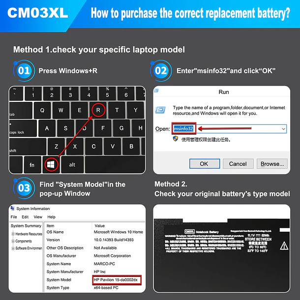 Batería de Repuesto CM03XL para HP EliteBook 840 845 850 855 740 745 750 755 - Gihebac 3