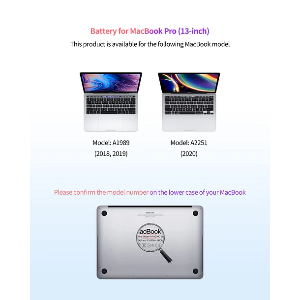 Batería de Repuesto A1964 para MacBook Pro A1989, 13-Inch, 2018-2019 - ASMARK 2