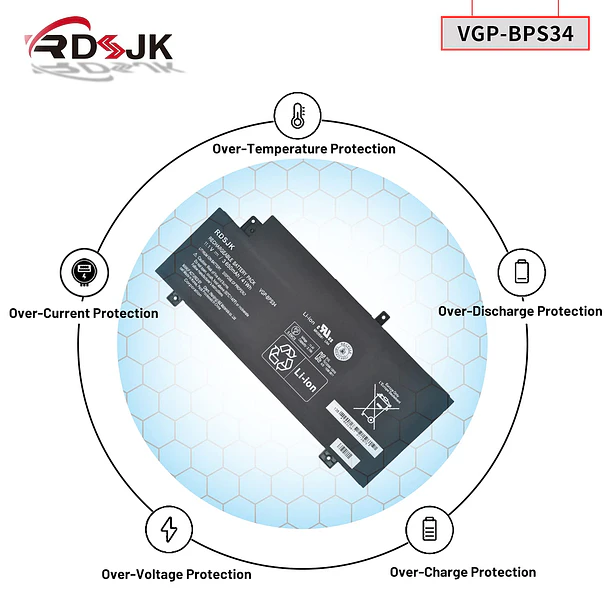 Batería de Repuesto VGP-BPS34 para Sony Vaio Fit 14 15 Touch SVF14AC1QL SVF14A14CXP SVF14A16CXB SVF15A1ACXB - RDSJ 6