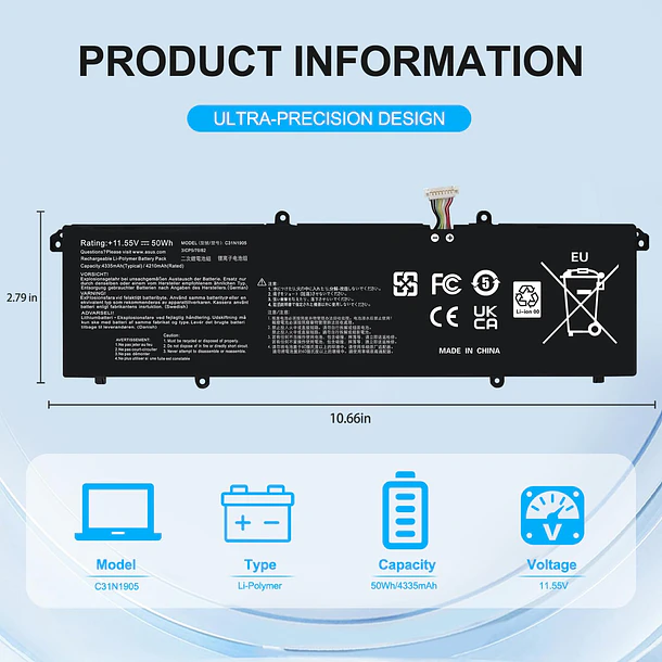 Batería de Repuesto C31N1905 para Asus Adolbook13 Dolbook14 2020 VivoBook S13 S333 S333JA S333EA S330 - Bituoer 2