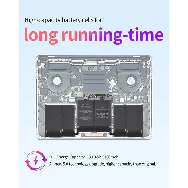 Batería de Repuesto A1964 para MacBook Pro A1989, 13-Inch, 2018-2019 - ASMARK 5