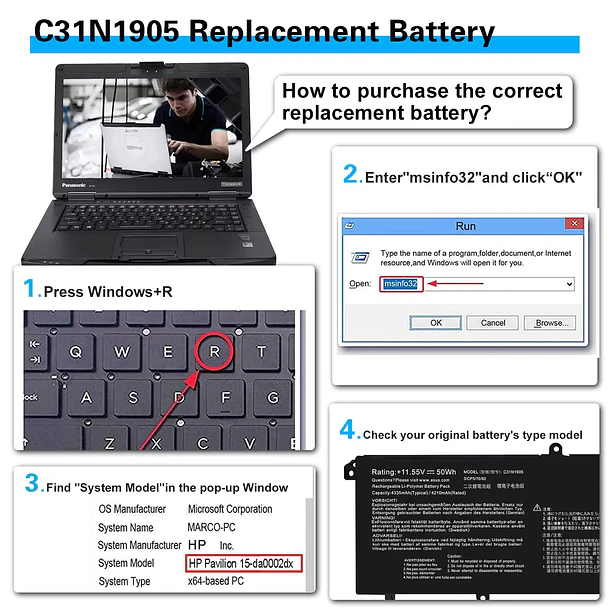 Batería de Repuesto C31N1905 para Asus Adolbook13 Dolbook14 2020 VivoBook S13 S333 S333JA S333EA S330 - Bituoer 5