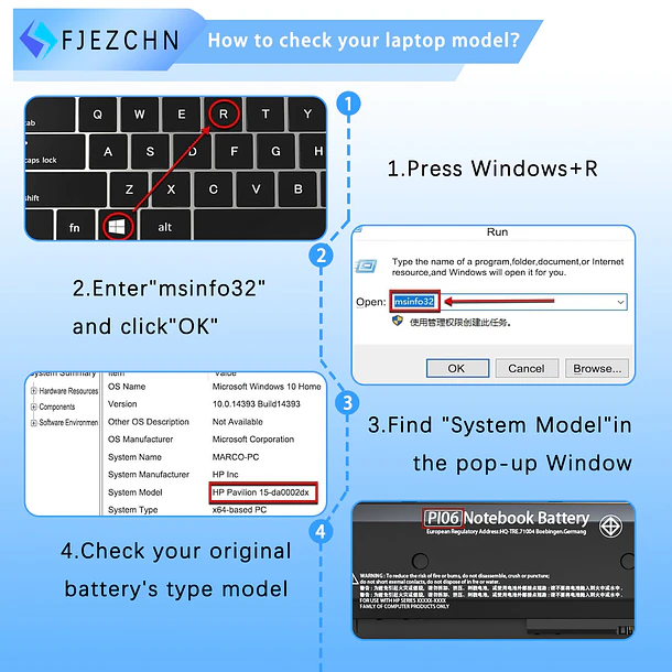 Batería de Repuesto PI06 para HP Envy Pavilion 14-E000 15-E000 15T-E000 17-E000 14 15 15T - FJEZCHN 4