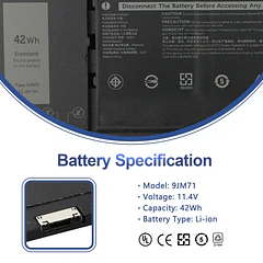 Batería de Repuesto 9JM71 para Dell Latitude 5320 7420 7320 7520 Series