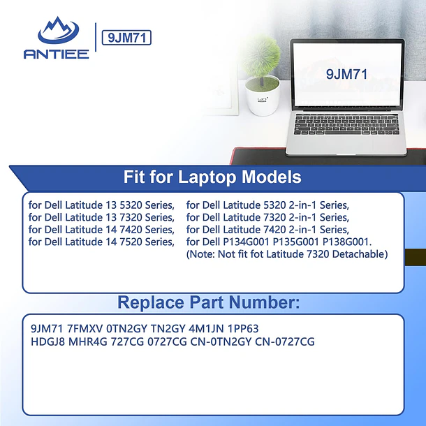 Batería de Repuesto 9JM71 para Dell Latitude 5320 7420 7320 7520 Series 3