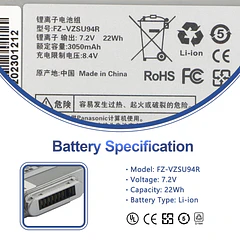 Batería de Repuesto FZ-VZSU94W para Panasonic Toughpad FZ-M1 FZ-B1 FZ-B2 FZ-M1C
