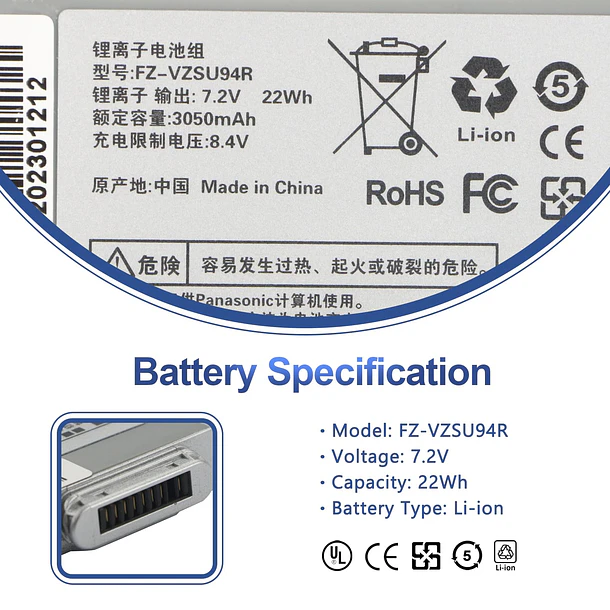 Batería de Repuesto FZ-VZSU94W para Panasonic Toughpad FZ-M1 FZ-B1 FZ-B2 FZ-M1C 2
