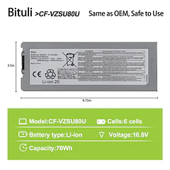 Batería de Repuesto CF-VZSU80U para Panasonic CF-C2 Toughbook Tablet PC Series Notebook CF-VZSU83U CF-VZSU82U CF-C2AECCHCE - Bituli