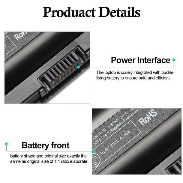 Batería de Repuesto DV4-5000 para HP 593553-001 593554-001 Pavilion G6 G7 G62 G72 G4 DV6 - Jeestam 5