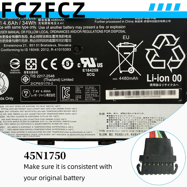 Batería de Repuesto 45N1750 para Lenovo ThinkPad 11e 20DA 20E6 20E8 20ED 20EE / Chromebook - FCZFCZ 4