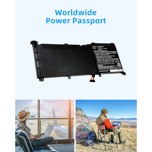 Batería de Repuesto GK5KY para Asus ZenBook Pro G501 G501VW G501VJ G501JW G601J N501J N501JW - Jbery 6