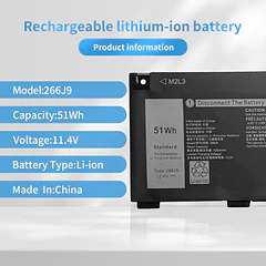 Batería de Repuesto 266J9 para Dell G3 3590 3500 G5 5500 5505 5490 Series(11.4V 51Wh - Hubei