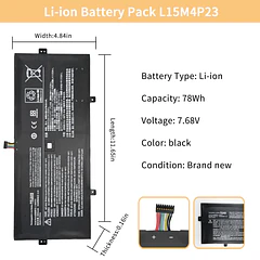 Batería de Repuesto L15M4P23 para Lenovo Yoga 5 Pro Ideapad Yoga 910-13IKB Glass Yoga 910-13IKB - NBULBL