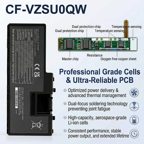 Batería de Repuesto CF-VZSU0QW para Panasonic Toughbook CF-20 & Toughpad FZ-A2 CF-VEK20 Series, CF-20A0205NG FZ-A2A203CA3, - Mozzoom 4