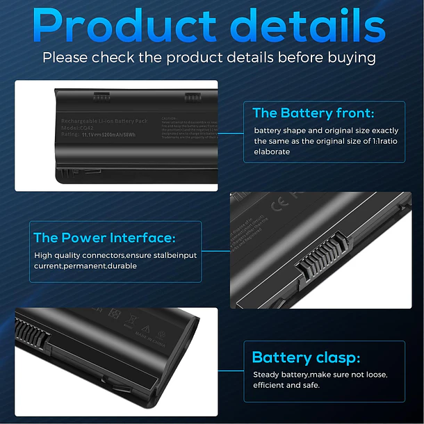 Batería de Repuesto CQ42 para HP Pavilion G6 G7 G6-1D38DX G6-1d21DX G6-1A30US G7-1260US CQ42 MU06 3