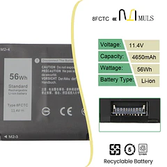 Batería de Repuesto 8FCTC para Dell Precision 5550 5560 Vostro 7510 7620 - MULS