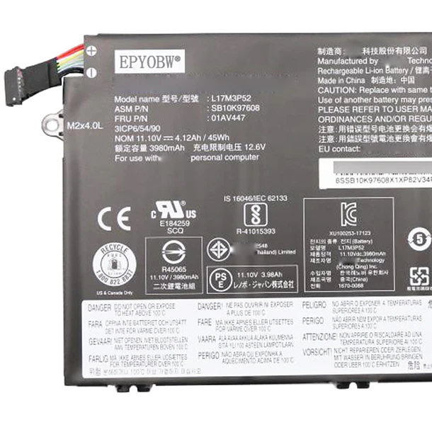 Batería de Repuesto L17M3P52 para E41-55 82FJ E41-50 82HW 82HX ThinkPad E480 E485 E490 E495 - EPYOBW 2