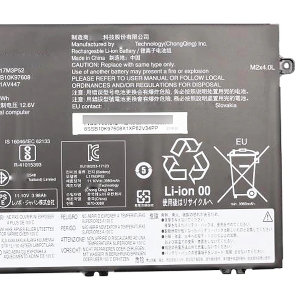 Batería de Repuesto L17M3P52 para E41-55 82FJ E41-50 82HW 82HX ThinkPad E480 E485 E490 E495 - EPYOBW 3