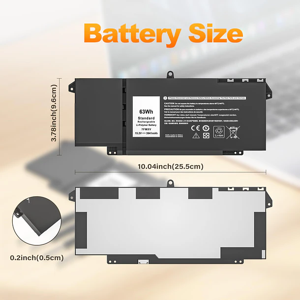Batería de Repuesto PK03XL para Dell Latitude 5320 7320 7420 7520 TN2GY 9JM74M1JN 6