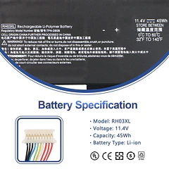 Batería de Repuesto RH03XL para HP ProBook 630/640/650/430/440/445/450 G8/G9/G10