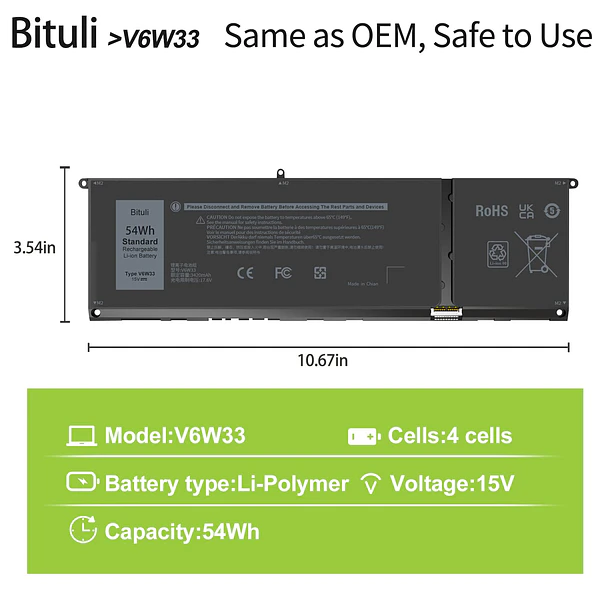 Batería de Repuesto C31N1636 para Dell Inspiron 3510 3511 3515 5310 5410 5418 5510 5515 - Bituli 2