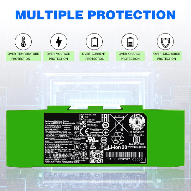 Batería de Repuesto 71+ para iRobot Roomba i8 i8+ i7 i7+ 7150 7156 7158 7550 - ABL-F 6