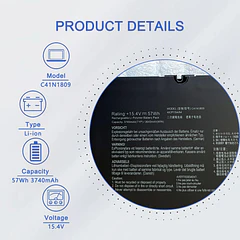 Batería de Repuesto C41N1809 para ASUS ZenBook Flip 15 UX562 UX562FD UX562FDX UX562FN Q536FD Q536F - JOTACT
