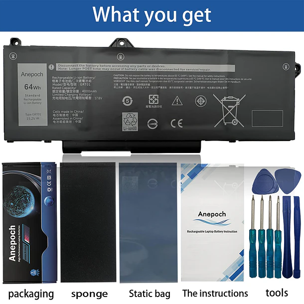 Batería de Repuesto GRT01 para Dell Latitude 5421 5431 5521 5531 Precision 3470 3561 3571 - Anepoch 3