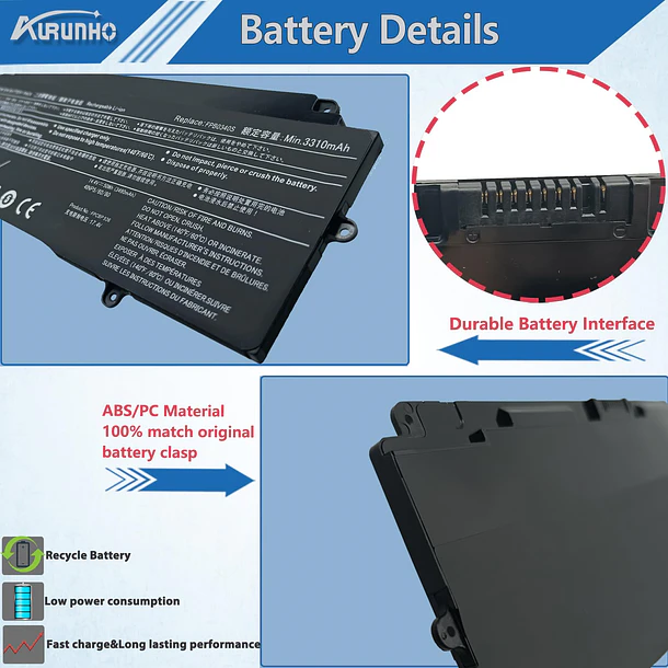 Batería de Repuesto FPB0340S para Fujitsu LifeBook U938 U939 U939X U937 E558 UH55/B3 UH90/B3 UH90/C3 - AURUNHO 3