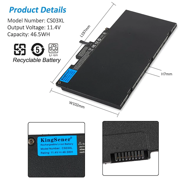Batería de Repuesto CS03XL para diversos equipos compatibles según modelo CS03XL - KingSener 4