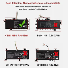 Batería de Repuesto C21N1818-1 para VivoBook 15 F512FA F512DA-SH31 X512FB X512FL X512FJ X512DA X512UF-BQ135T X512FA-BQ064T - aowe