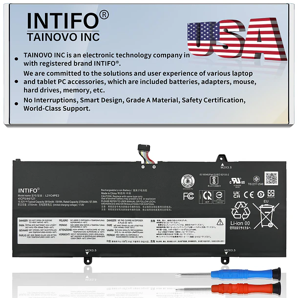 Batería de Repuesto L21C4PE2 para Lenovo Yoga 6-13ALC7 6-13ABR8 Series L21D4PE1 L21M4PE2 5B11F29411 5B11N47428 5B11N47462 - INTIFO 1