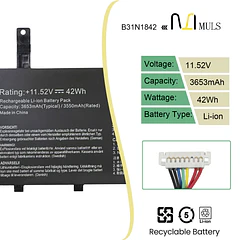 Batería de Repuesto 2F8K3 para Asus VivoBook 15 F513 M513 K513 S513 X513 - MULS