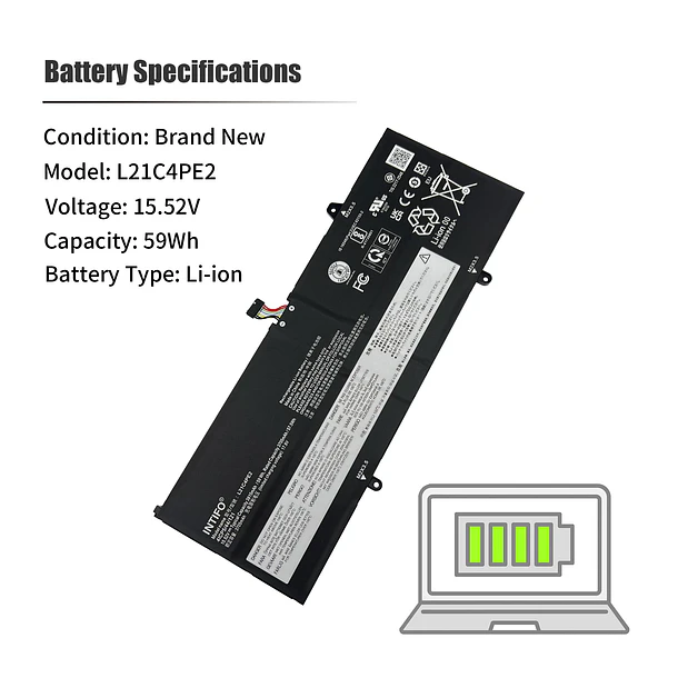 Batería de Repuesto L21C4PE2 para Lenovo Yoga 6-13ALC7 6-13ABR8 Series L21D4PE1 L21M4PE2 5B11F29411 5B11N47428 5B11N47462 - INTIFO 3