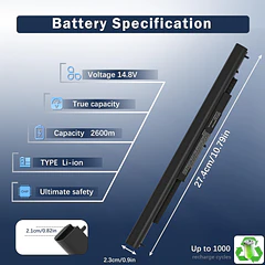 Batería de Repuesto E6420 para HP Spare 807957-001 HS04 HS03 HSTNN-LB6U 15-AC121DX 15-AC130DS 15-BA079DX 15-BA009DX - COWOOGMZ