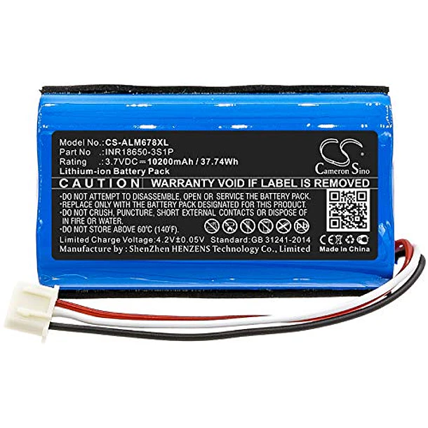 Batería de Repuesto CS-ALM678XL para Altec Lansing iMW678 iMW678-BLK iMW678-BLU Omni Jacket INR18650-3S1P (10200mAh/3.7V) - FITHOOD 3