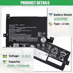 Batería de Repuesto L22M3PG0 para Lenovo 100e 300e 500e Yoga Chromebook Gen 4 IdeaPad Flex - RHKRKQN