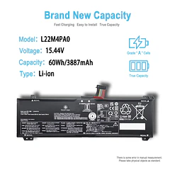 Batería de Repuesto L22M4PA0 para Lenovo Legion Slim 5 16APH8 16IRH8 Series L22X4PA0 L22B4PA0 L22D4PA0 - TAICROWNE