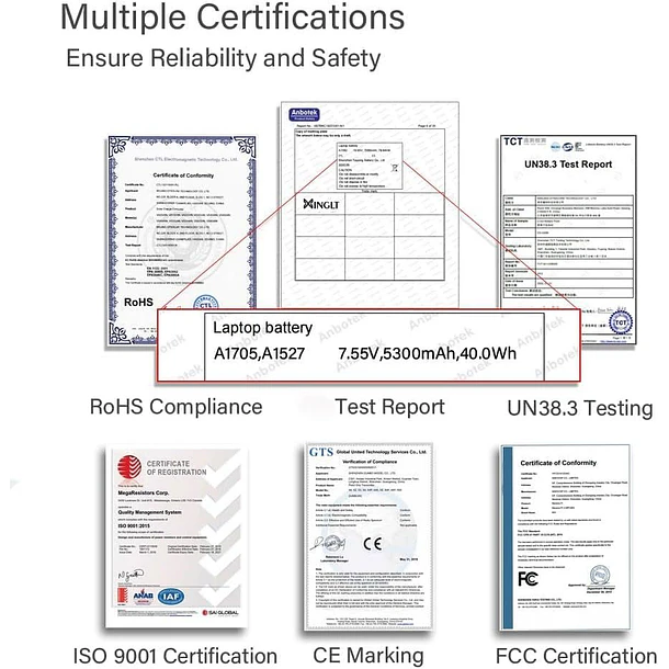 Batería de Repuesto A1527/A1705 para diversos equipos compatibles según modelo A1527/A1705 - XINGLT 6