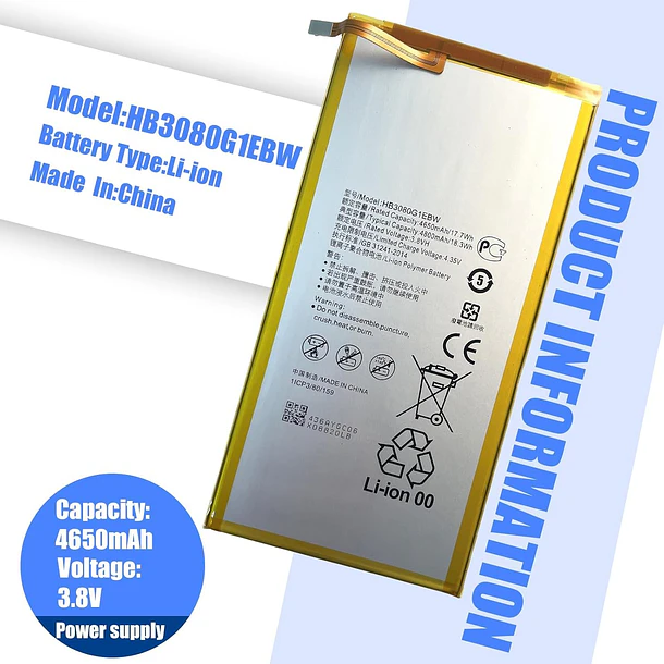 Batería de Repuesto para Huawei Mediapad M1-M2 8.0-M3 Lite 8.0-T1 8.0 M2-801L M2-801W M2-802L - PRAENDA 4