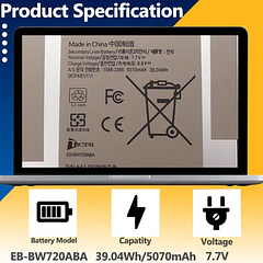 Batería de Repuesto EB-BW720ABA para Samsung Chromebook 4+ 15.6" XE350XBA Series 4 Chrome OS 11.6" - TAVZENL