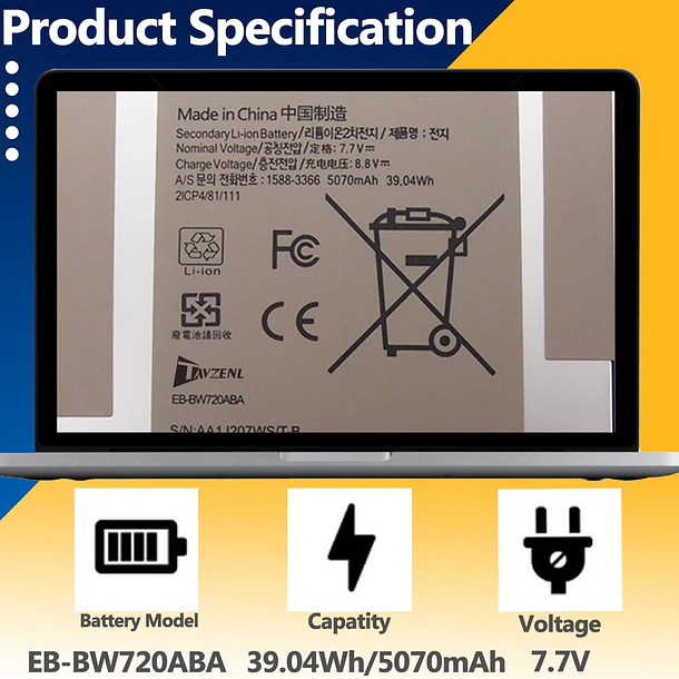 Batería de Repuesto EB-BW720ABA para Samsung Chromebook 4+ 15.6