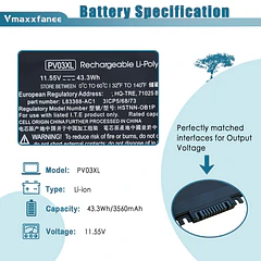 Batería de Repuesto PV03XL para HP Pavilion x360 13-BB 14-DV 14-DW 14-DK 14M-DW 13-bb0xxx 14-dv0xxx - Vmaxxfanee