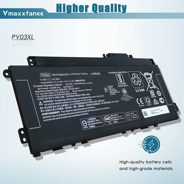 Batería de Repuesto PV03XL para HP Pavilion x360 13-BB 14-DV 14-DW 14-DK 14M-DW 13-bb0xxx 14-dv0xxx - Vmaxxfanee 3