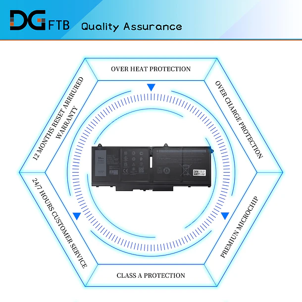 Batería de Repuesto DT9XG para Dell Latitude 5330 7330 7430 7530 Latitude 5330 2-in-1/7330 2-in-1/7430 - DGFTB 6
