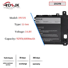 Batería de Repuesto 191YN para Dell Alienware 15 R1 R2 ALW15ED ALW15CD ALW15ER Series ALW15ED-1718