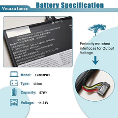 Batería de Repuesto L23B3PK1 para Lenovo IdeaPad Slim 5-14IMH9 83DA 5-14AHP9 83DB 5-14Q8X9 5-14IRU9 5-15IRU9 - Vmaxxfanee