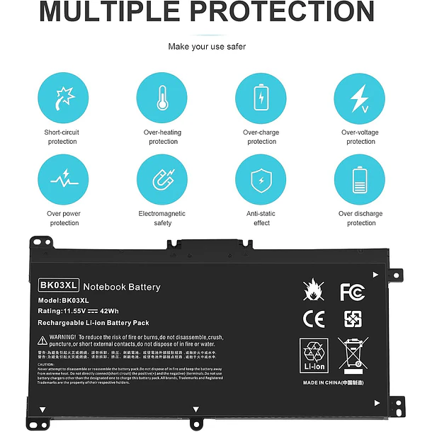 Batería de Repuesto BK03XL para HP Pavilion X360 14-BA000 14M-BA000 14M-BA011dx 14M-BA013dx 14M-BA015dx 14M-BA114dx 14-BA253cl - TAUPO 4