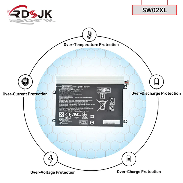 Batería de Repuesto SW02XL para HP X2 10-P018WM 10-P 10-P010NR 10-P011NF 10-P011NR 10-P013NS 210 G2 - RDSJ 6