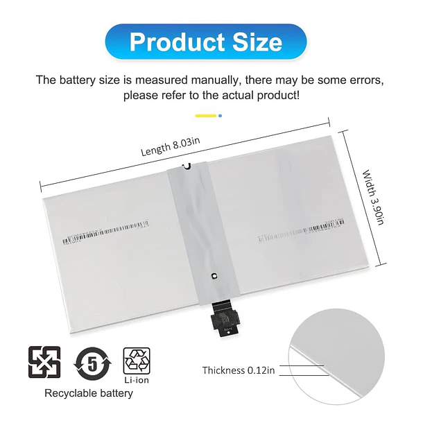Batería de Repuesto para Microsoft Surface Pro 4 1724 Series Tablet Notebook 7.5V 38.2WH - KingSener ETESBAY 4